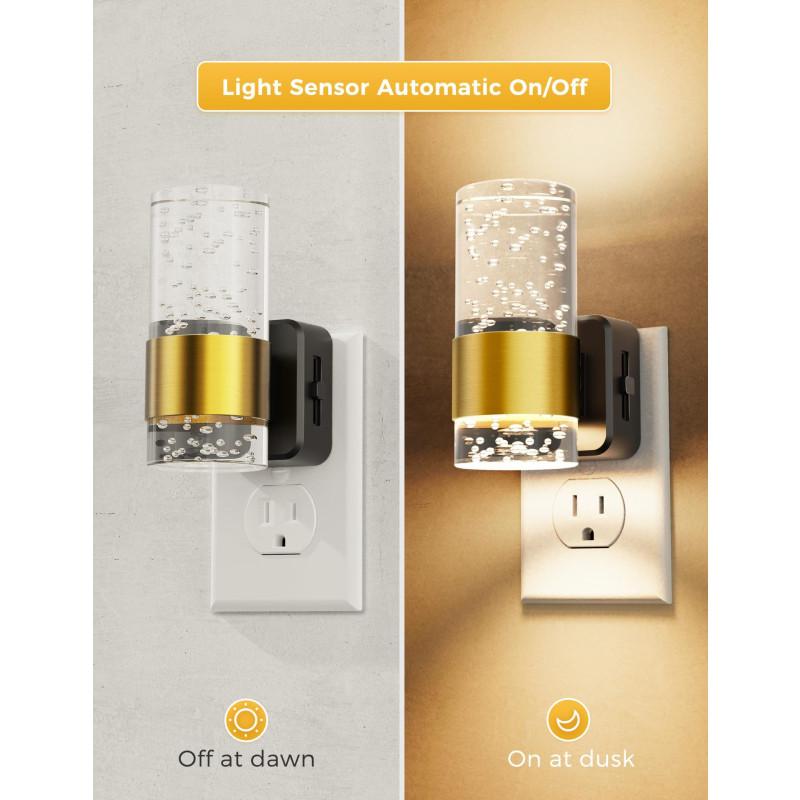 Night Light Led Plug Into Wall With Adjustable Brightness Auto Lamps Sensor