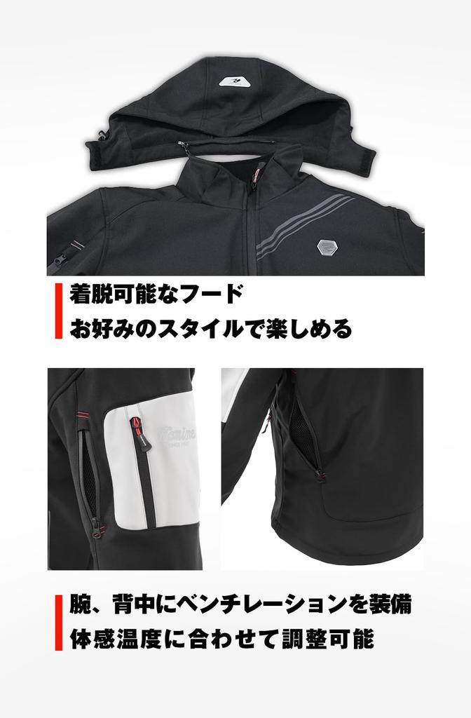 Komine (KOMINE) 2025 Model Motorcycle Enigma G2 Softshell Parka (07-5795 JK-5795) Black, Size 2XL
