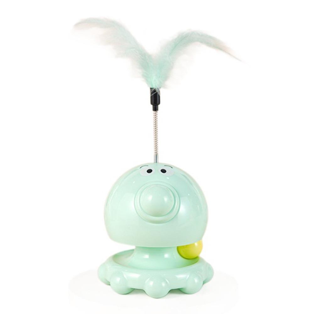 

Top Feather Cat Turntable Tower Rolling Ball Cats Interactive Roller Cat Ball Track Toy Training зелёный