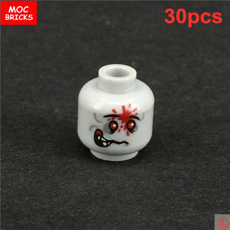 30pcs/lot MOC Bricks Zombie Face Head Expression Collection anime figure DIY compatible building blocks Educational Toys