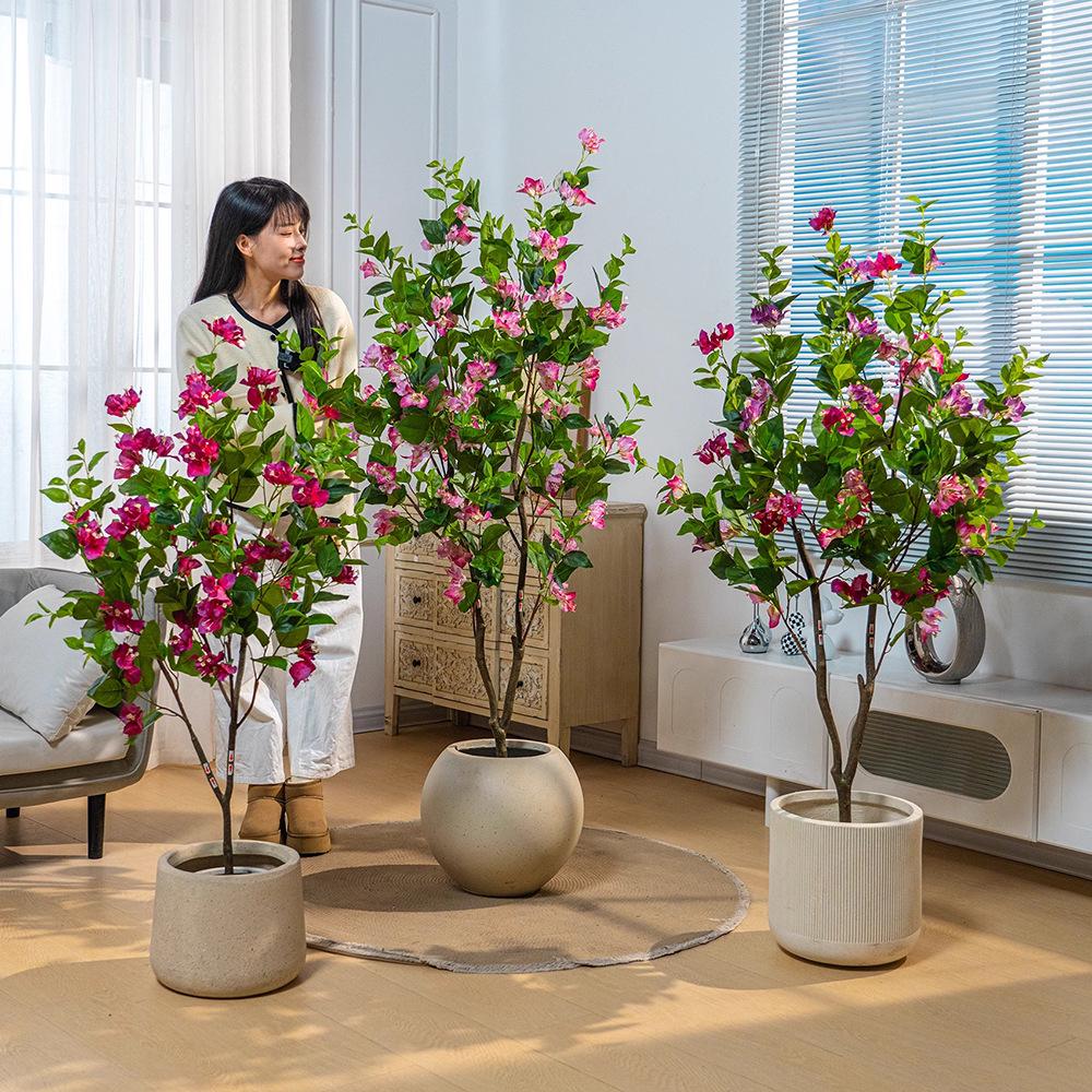 Large Artificial Bougainvillea Tree for Indoor Decoration - Potted Fake Cherry Blossom Plant Ornament
