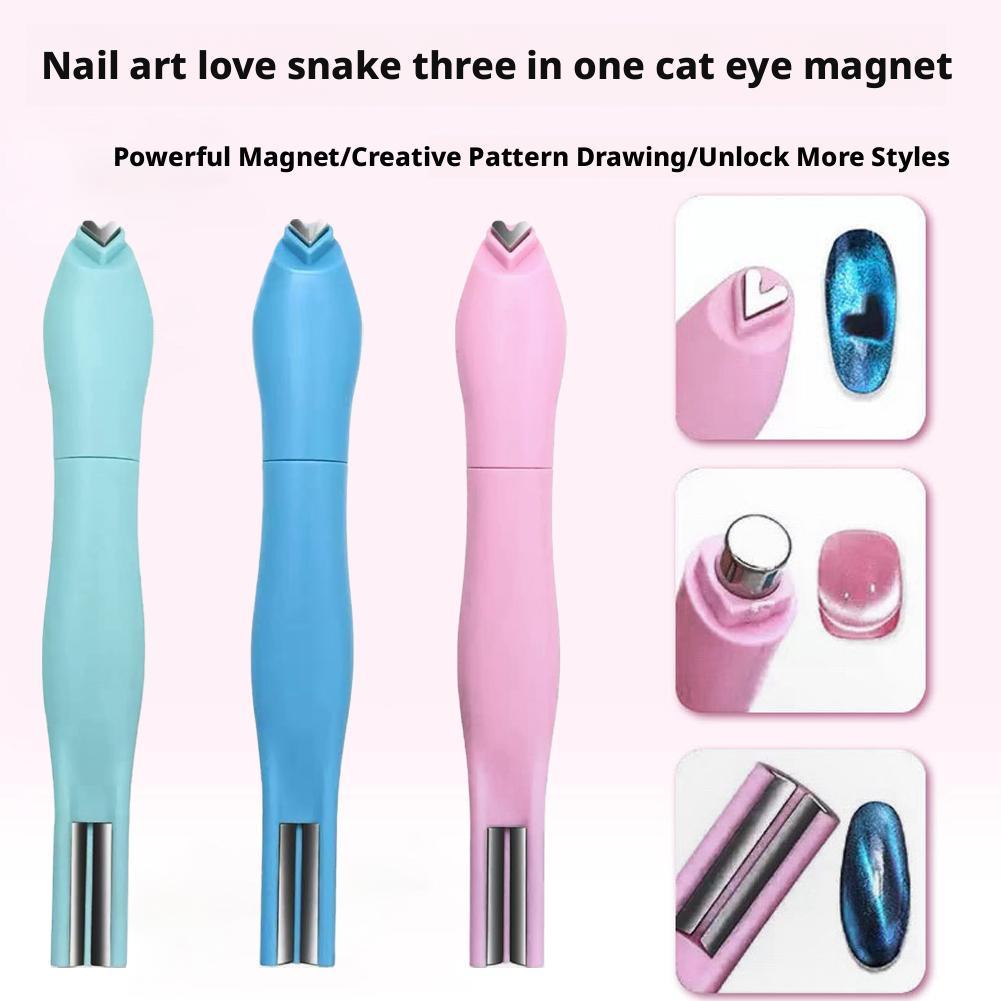 3 IN 1 Heart Shape Cat Eye Magnet Multifunctional Magnetic Cat's Eye Nail Magnetic Stick for DIY Gel Polishing Magnetic Tool New