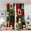 2 st 2D plattryck Julfestgardiner Jul snögubbe träd snöflingor Festliga digitaltryckta polyesterdraperier