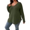 Women's And Winter Colour Plus Size Women's Tops V-Neck Long Sleeve Striped Milled Loose Pullover T-Shirt