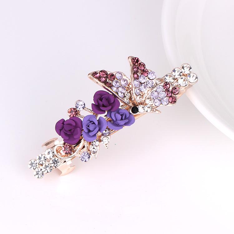 Korean Rhinestone Bow Hair Clip: Pearl Flower Crystal Hairpin for Women