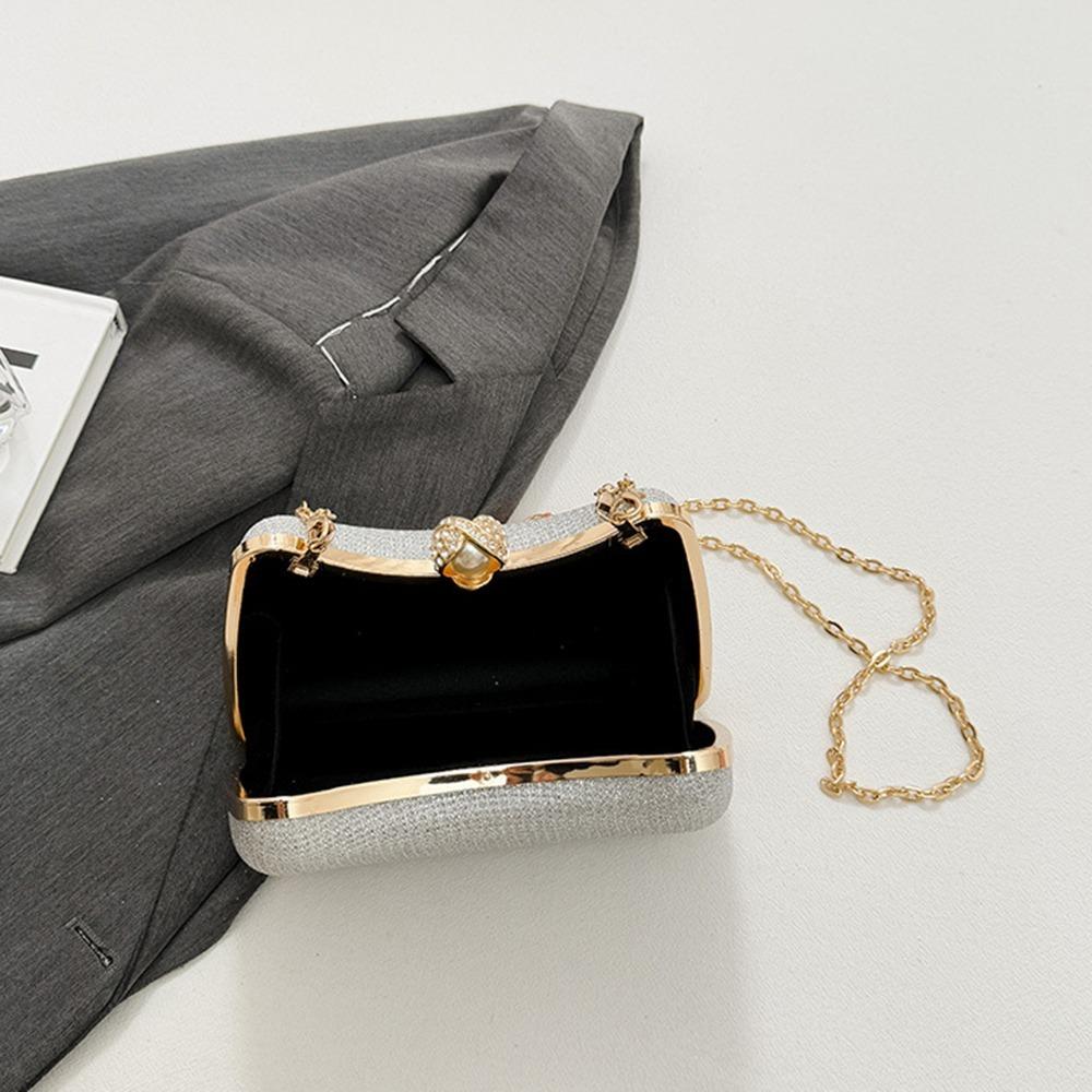Metal Top Handle Evening Banquet Bag Snap Closure Ladies Clutch Bag Casual Handbag  Wedding