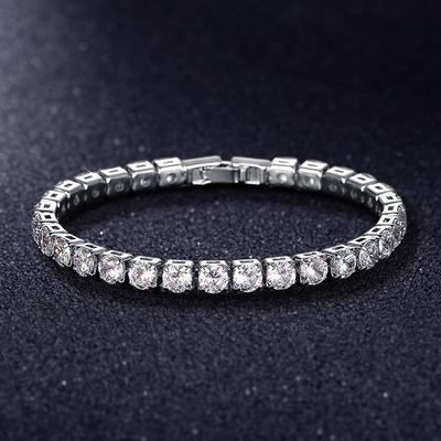 Luxe Hiphop Iced Out 4mm Kubieke Zirconia Kristal Tennis Armbanden Voor Vrouwen Mannen Goudkleurig Kleur Armband Ketting Sieraden