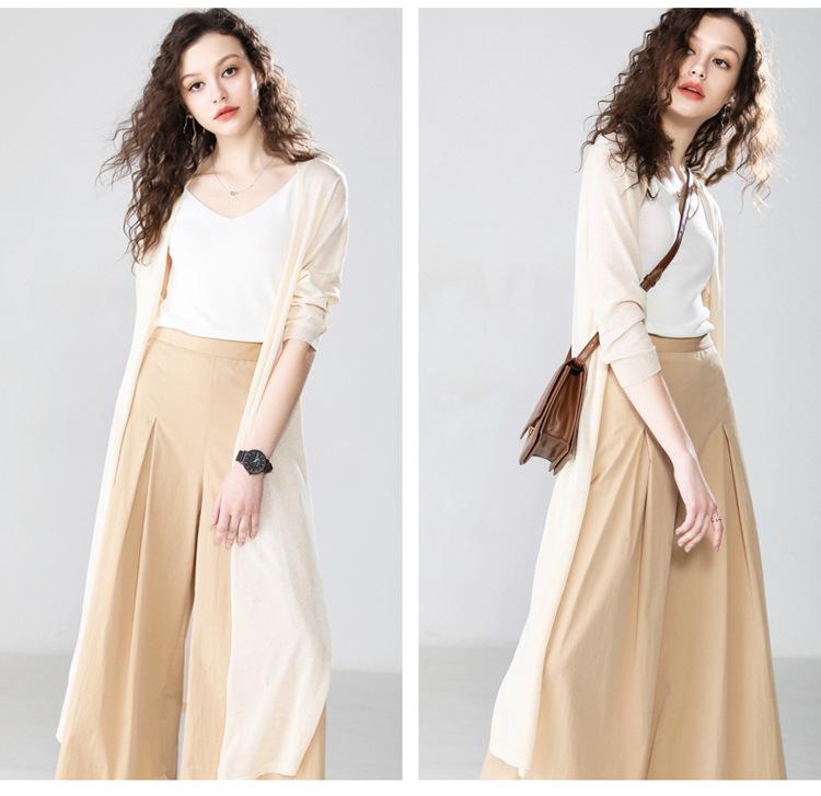 Dámský letní kardigan z ledového hedvábí se sukní - Ochrana proti slunci a klimatizovaný středně dlouhý svrchní oděv, styl 2021