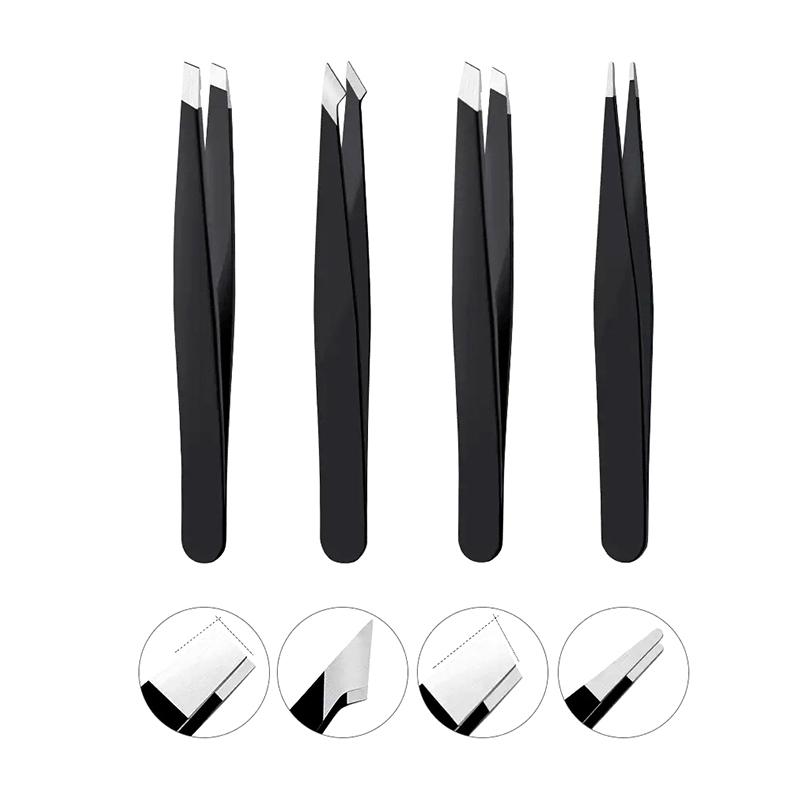 4/5 Pcs/Set Stainless Steel Eyelash Tweezers Professional Lash Extension Eyebrow Hair Remove Supplies With Bag Anti-Static