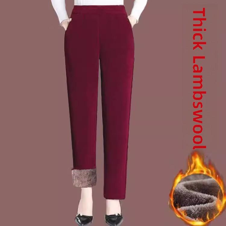 Thickened Corduroy Mom Pants Autumn Winter High Waist Straight Leg Casual Trousers for Middle-Aged Women Harlan Loose Fit