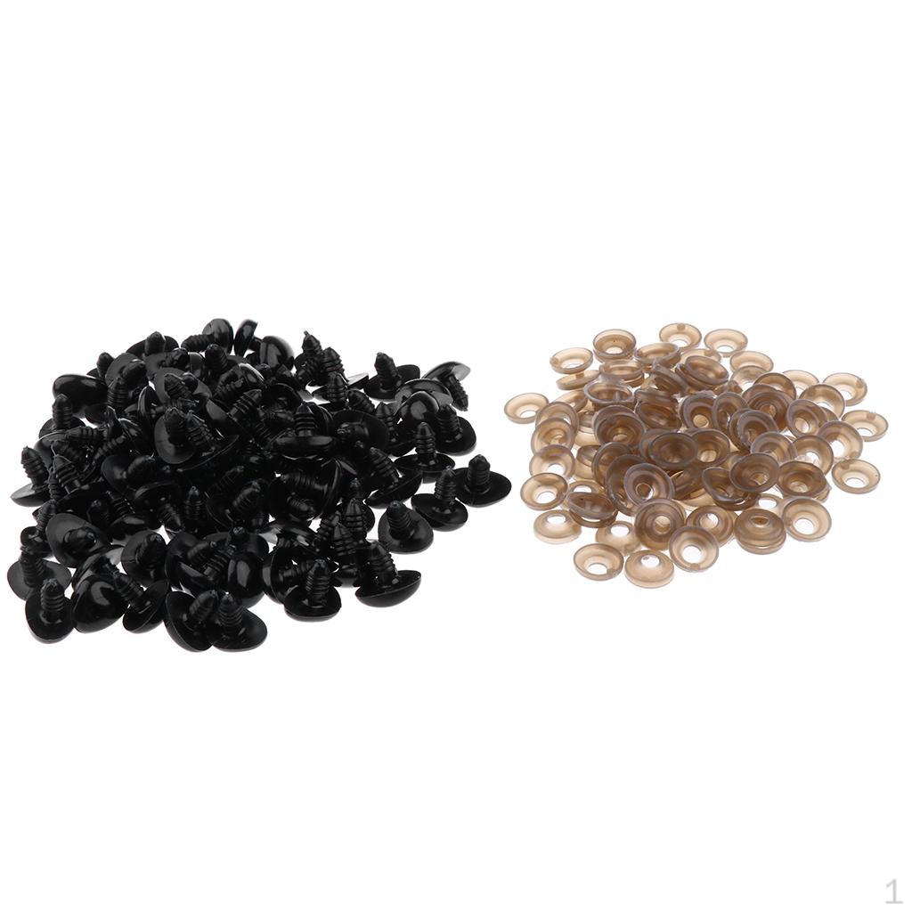 

100 Piece Plastic Safety Nose with Back for Animal Bear чорний