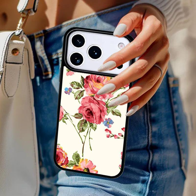 Vintage Flower Phone Case For iPhone 17 Air 14 15 13 12 Max Cover For Apple 16e 11 Pro Max Plus Coque