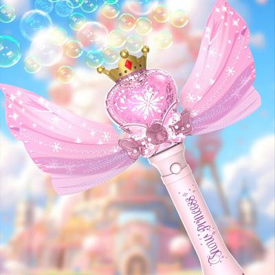 Children Blowing Bubble Toy Ice And Snow Peach Heart Bubble Stick Girl Magic Stick Automatic Luminous Bubble Machine With Music