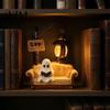 Decorative Resin Night Light Halloween Ghost Reading Book Lamp, Cute Figurine with Book, Small Mantelpiece Statue 3D Tabletop Statue, Spooky Decor for