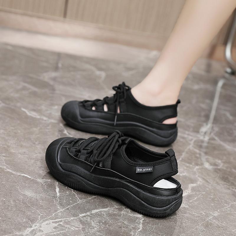 New Little White Shoes Women's Sandals 2024 Summer Breathable Elevated Sandals Casual Hollow Shoes Women Sandals