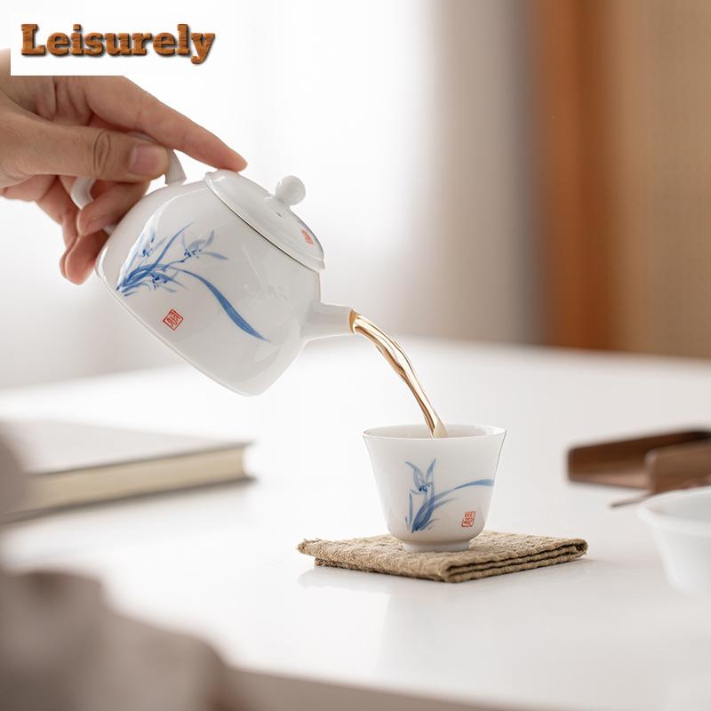 Ręcznie malowany Dehua Biała Porcelana Zestaw do Herbaty Kompletny Zestaw Taca do Herbaty Zestaw do Ceremonii Herbacianej Czajnik i Zestaw Filiżanek do Herbaty Przedmioty do Herbaty Kung Fu Rzemiosło