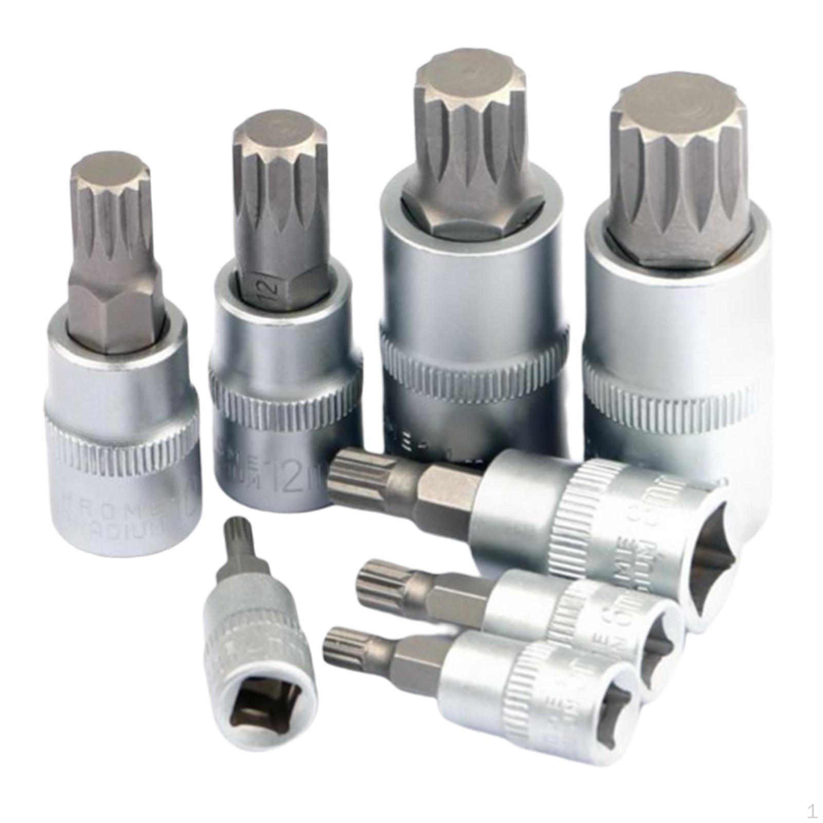 

8Pcs 45# Steel Socket Ratchet Screwdriver Bit Set 1/4 3/8 1/ M4 ~ Universal for
