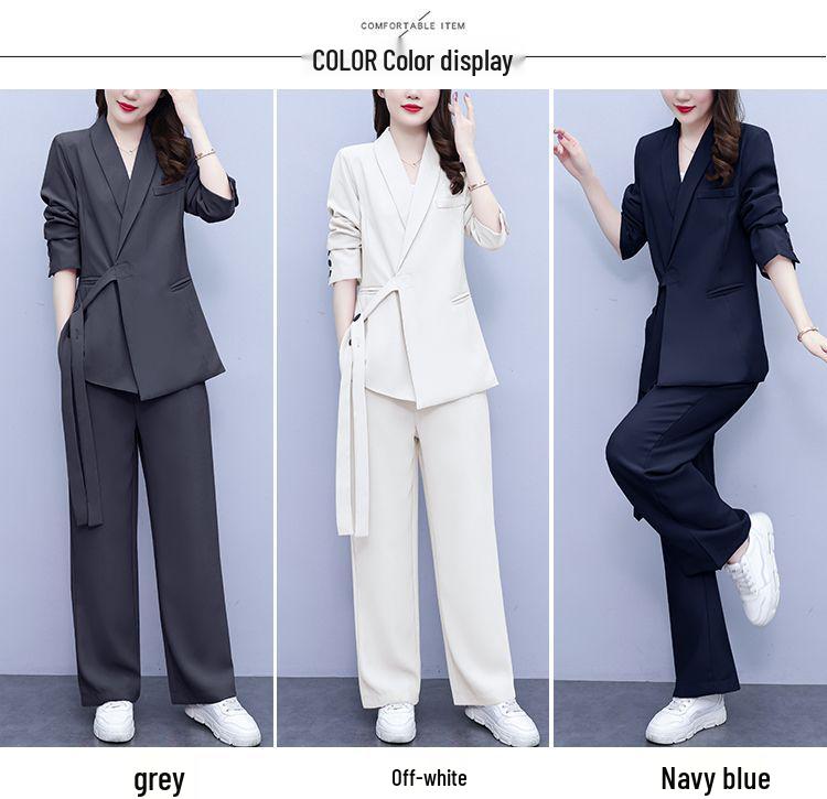 Spring & Autumn Plus Size Women's Wide-Leg Pants Two-Piece Set - Age-Reducing and Fashionable