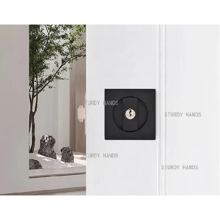 zinc alloy Square indicating sliding door lock, bathroom embedded sliding door, invisible hook lock