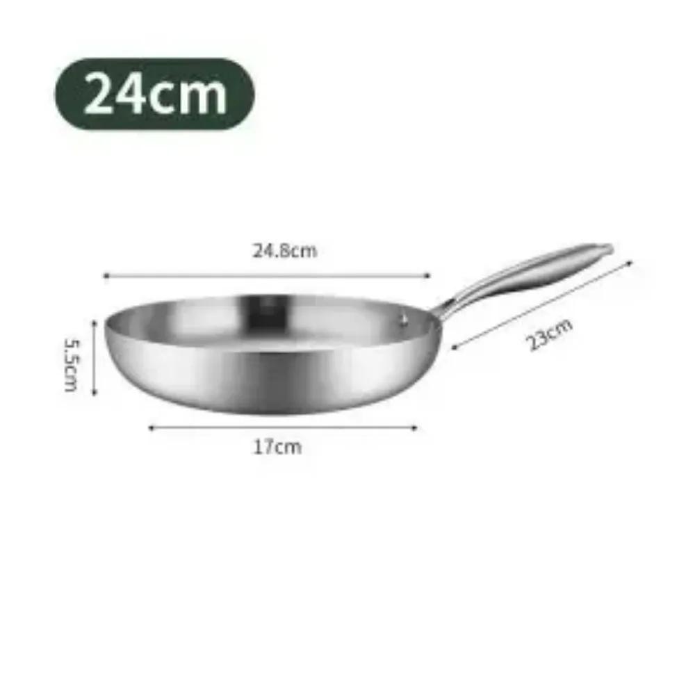 304 Stainless Steel Wok Pan Cooking Fried Steak Gas Stove Pot Electromagnetic Furnace General Saucepan Nonstick Pan Frying Pan