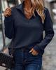 Women's Loose Fit Ribbed Long Sleeve Top with Half Zip Collar In Multiple Colors