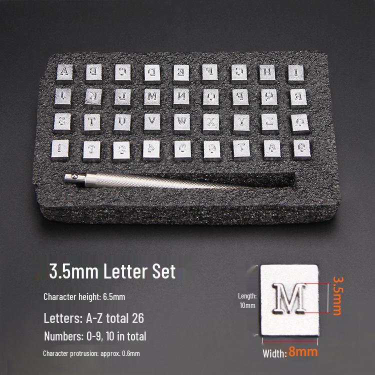 36-Piece Leather Punch & Stamp Tool Set for Letter and Number Carving