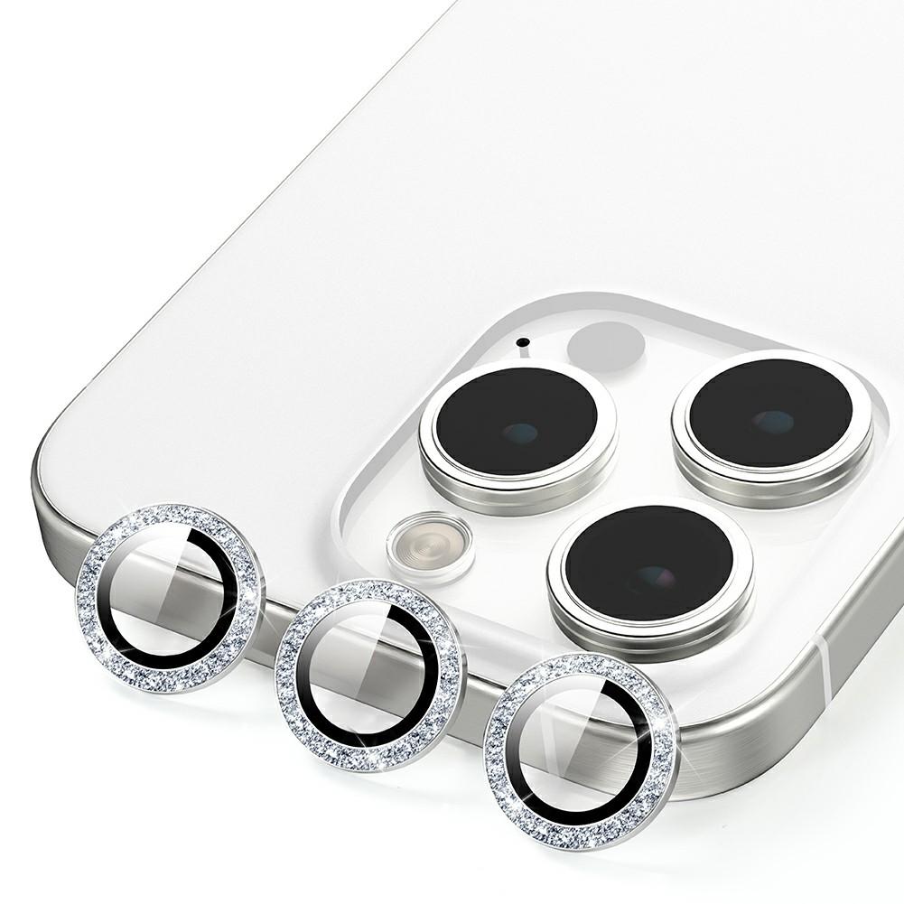 For iPhone 14 Pro/14 Pro Max Camera Lens Protector Glitter Decor Metal Frame Lens Film with Installation Tool