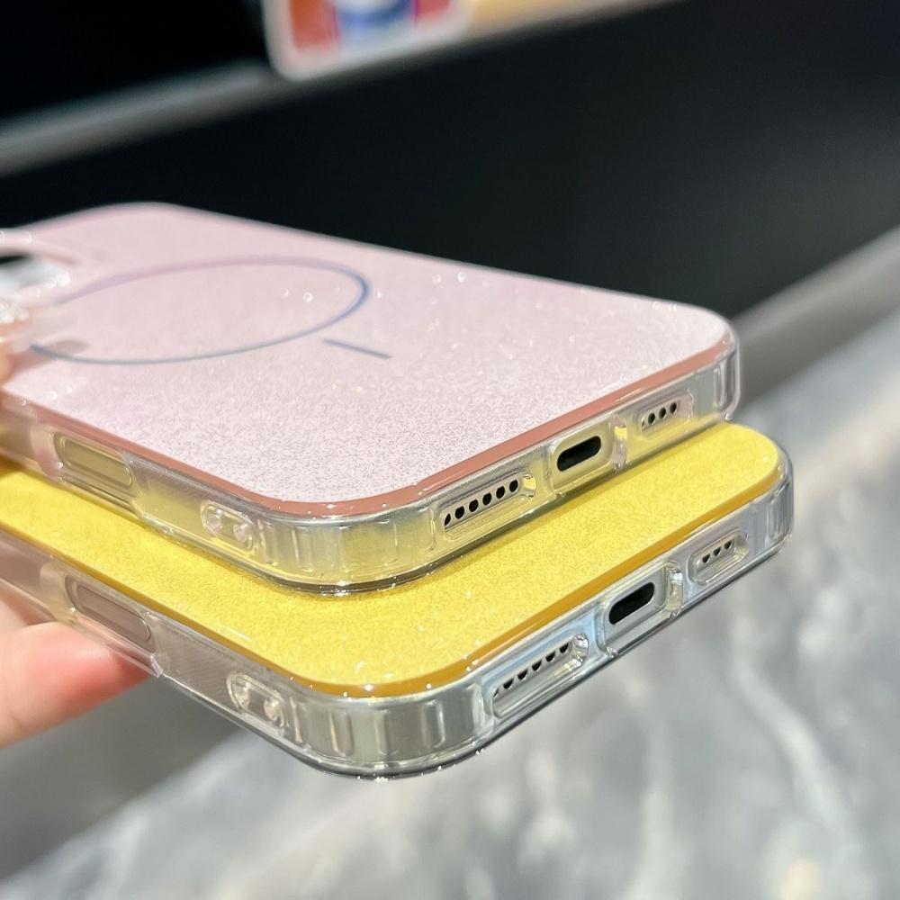 Luxury Laser Glitter ForMagsafe Phone Case ForiPhone 17 Air 16 15 14 Plus 13 Pro Max Shockproof Shiny Bumper Crystal Cover