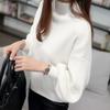 Women's Plus-Size Turtleneck Short-Sleeve Lantern-Sleeve Pullover Sweater Korean-Style Thickened Loose Puff-Sleeve Knitted Batwing Top