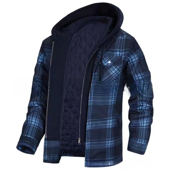 Winter Checkered Hooded Jacket Men Loose Thickened Cotton Windproof Jacket Warm Comfort Outdoor Multiple Colors Casual Clothes