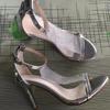 Damen Sandalen Mode Stilettos Pailletten High Heel Offene Spitze Glänzend Silber Sandalen Modernes Temperament Hochwertige Damenschuhe