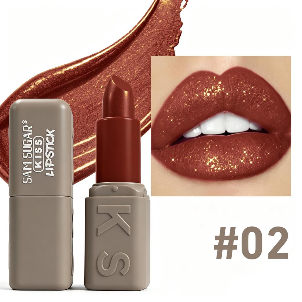 Kiss Lipstick Metallic Shine Glitter Lipstick Moisturizing Smooth Velvet High Pigment Non Grainy Comfortable Lip Makeup for Women