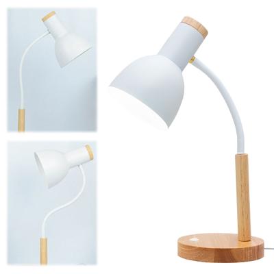 Eye Protection Reading Table Lamp W/ 3 Colors Nordic Wood Iron LED Eye Protection Desk Lamp for Bedroom Living Room Dining Room
