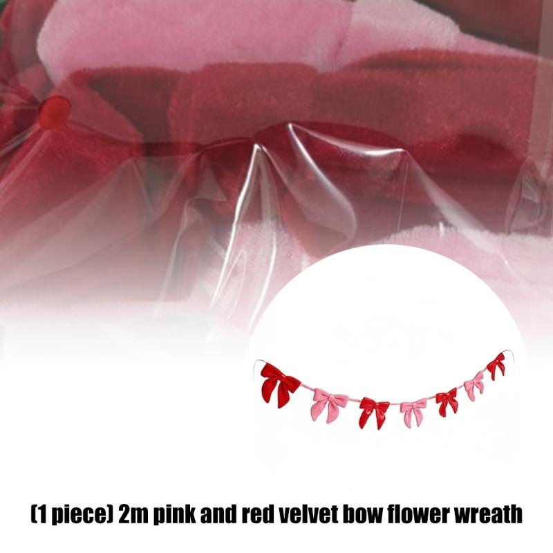 User Friendly Polyester Velvety Bowknot Garlands Efficient for Sustainable Celebration 2 Meters Long Durable Decors