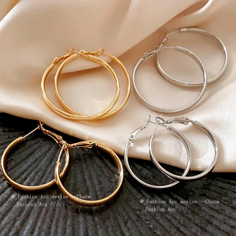 

Silver Needle Geometric Hoop Earrings - High-End Fashion for Women