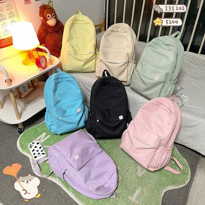 Japanese Girl Schoolbag Female Korean Version Junior High School Students Cute Solid Color Backpack High School Students Large Capacity Backpack
