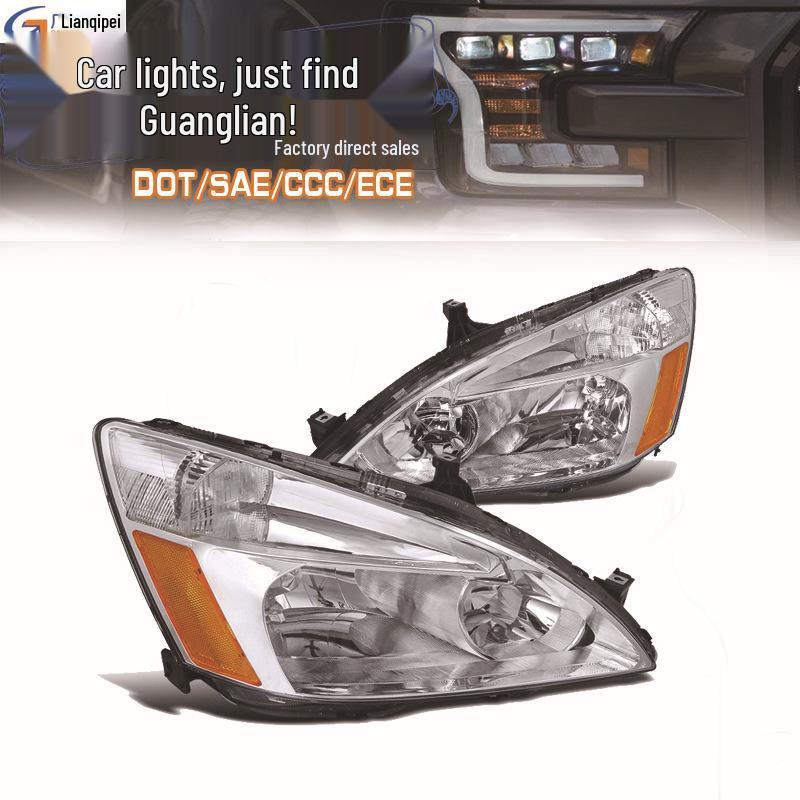 

Honda Accord 03-07 US Version Front Headlight Smoky Clear Lens + Chrome Trim + Clear Reflector
