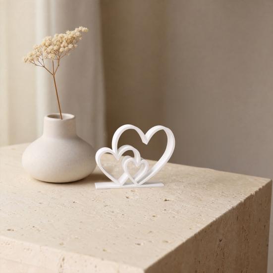 Valentinstagsgeschenk Ineinandergreifende Herzstatue 3D-gedruckte Schreibtischfigur Romantisches Liebesherz
