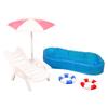 Miniature Beach Scene with Deck Chair Swim Rings for 1/12 Scale Dollhouse Furniture for Kids Imagination Creative Play