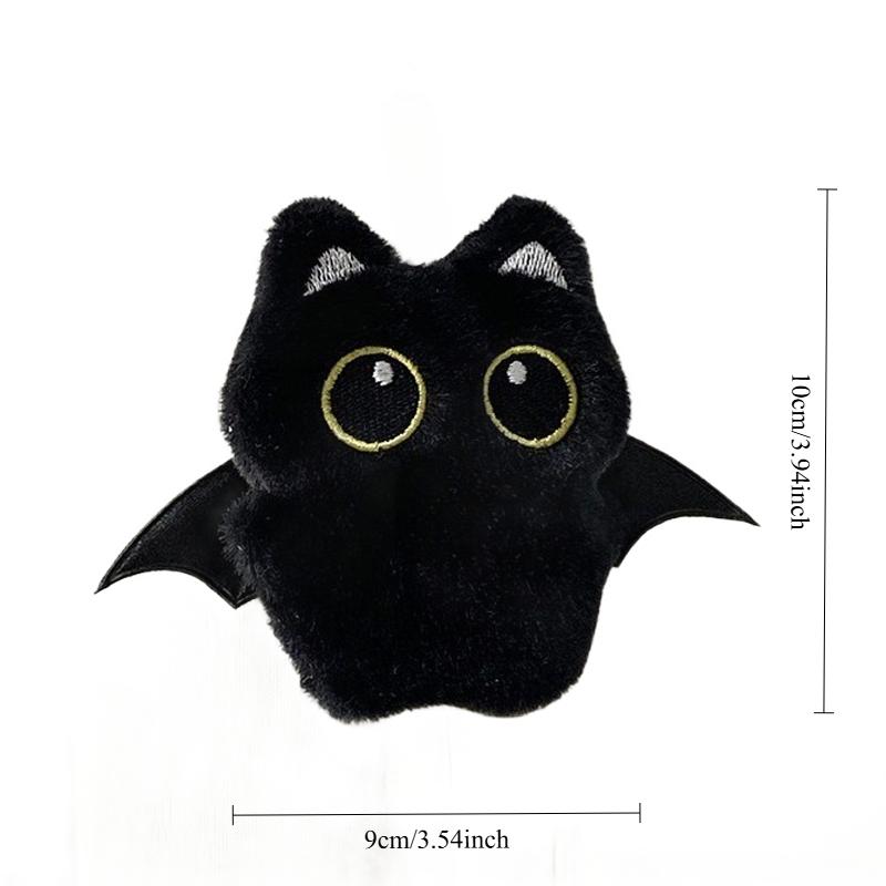 Black Cat Plush Keychain Ghost Wing Cute Kitty Key Chain Stuffted Toy Pendant Lovely Backpack Accessories Kawaii Bag Pendant