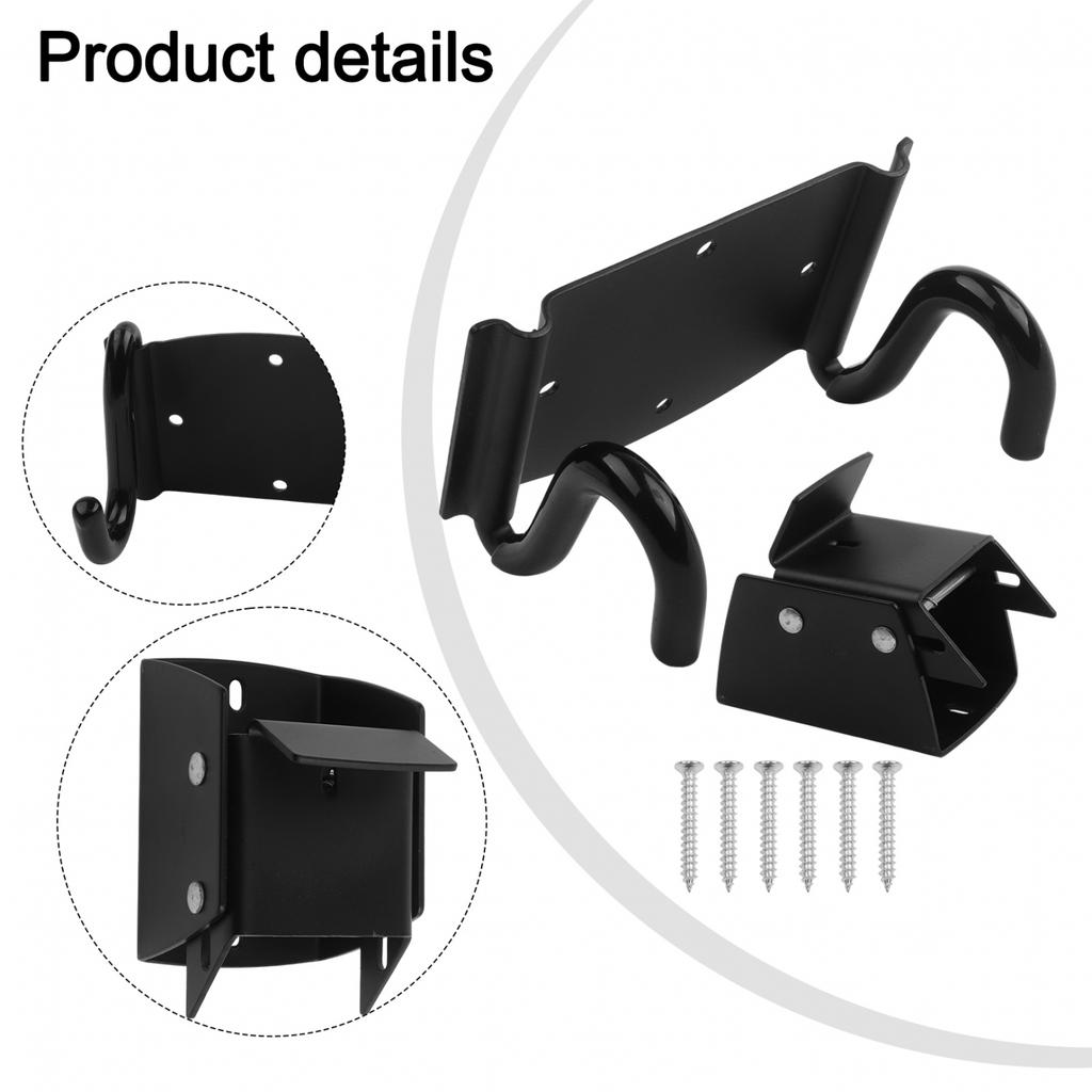 Heavy Duty Steel Wheelbarrow Hook Set with Protective Silicone Pads Black