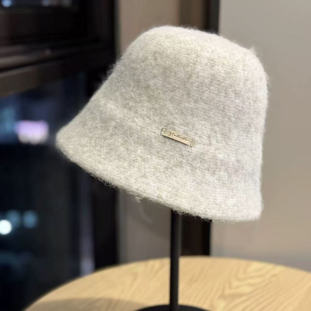

Fashion Wool Blend Fisherman Hat With Wide Brim For Autumn Winter Chic Style Women Ivory