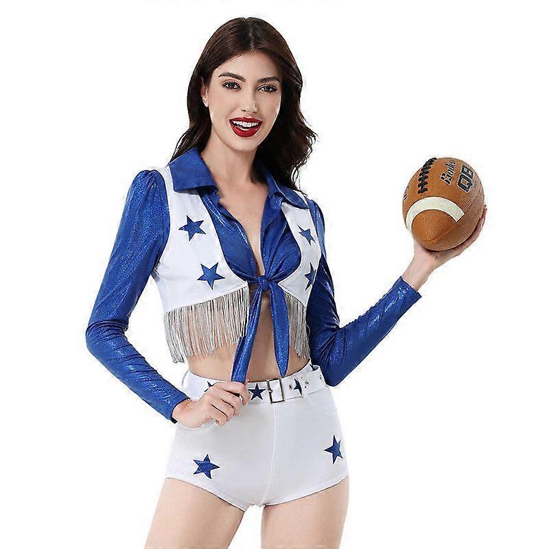 Blue Cheerleading Women's Cheerleader Halloween Adult Costume Dallas Cowboys Costume