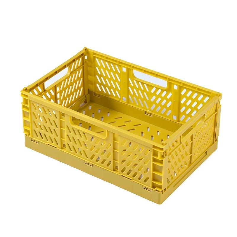 1pc, Folding Plastic Storage Basket, Desktop Stackable Storage Bin, Living Room Refrigerator Storage Box, Under-Bed Storage