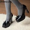 Hottie Platform Thick Heel Women Mary Jane Shoes Concise Shallow Slip On Work Shoes Elegant Women's Stripper Party Dress Pumps