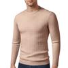 Men's Long Sleeved Solid Color Cable Knit Sweater Bottoming Shirt Slim Fit Pullover
