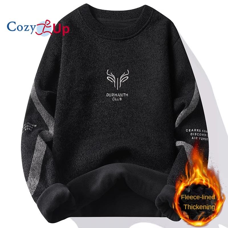 

Чоловічий теплий плюшевий і потовщений теплий светр із вишитим оленем Cozy Up XL чорний