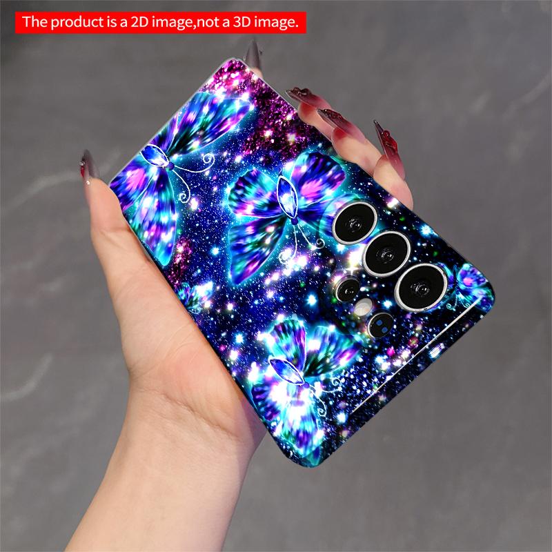 2DFlat Samsung Phone Case Cosmic Butterfly Glitter Galaxy Phone Case Applicable To Galaxy S23 S24 S25ULTRA S26 A12 A14 A15 A16 A54 A55