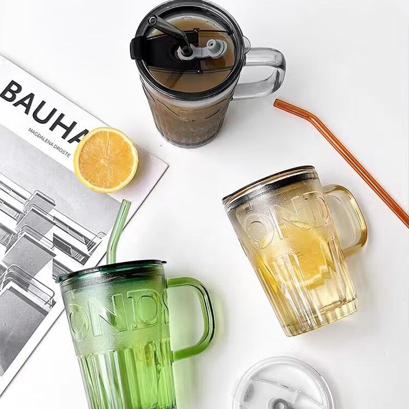 Ting Le Portable Glass Cup with Straw & Handle