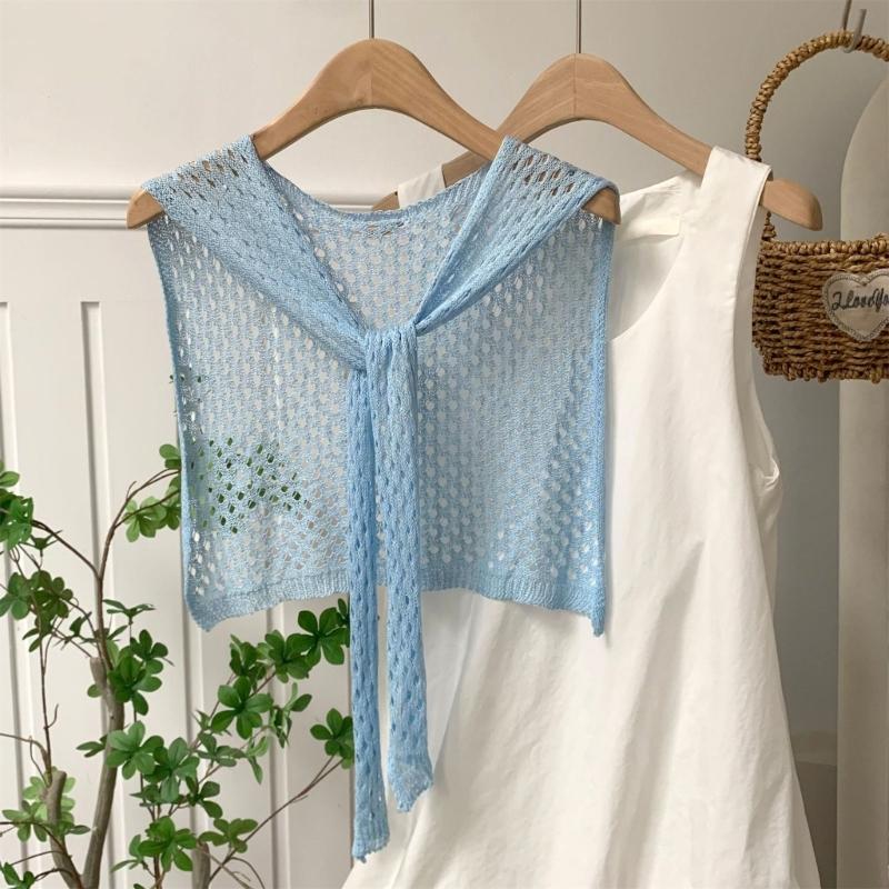 Coprispalle a Maglia Traspirante con Design 3D su Misura, Sciarpa Estiva a Rete con Foro e Finto Collo, per Ambienti Climatizzati